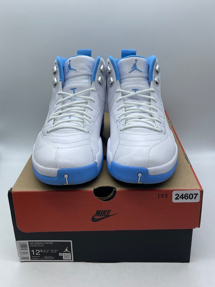 Jordan 12 Retro Melo (2025) 12.5 (Moderately Worn Pre-Owned)JordanWhite/University Blue/Metallic Silver - Image 2