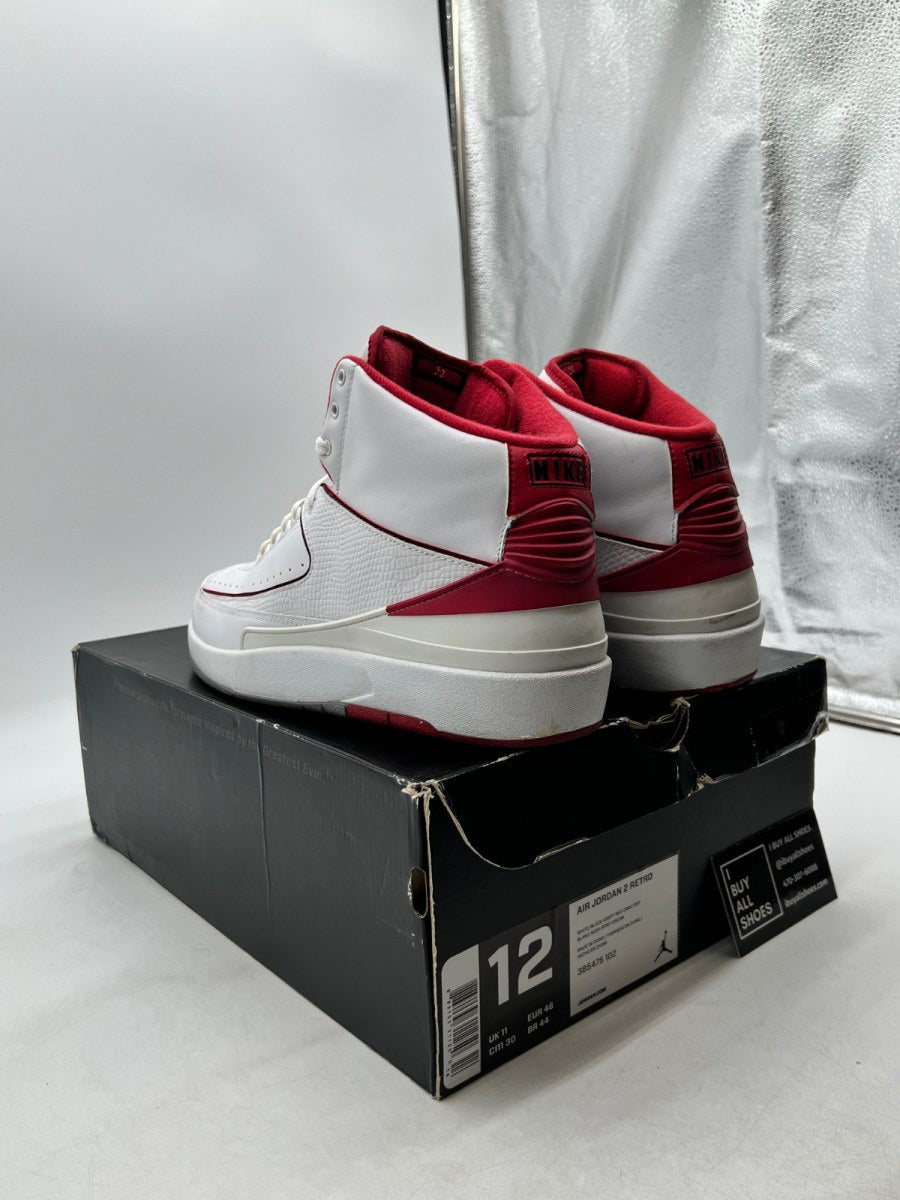 Jordan 2 Retro White Red (2014) 12 (Moderately Worn Pre-Owned) - Image 4