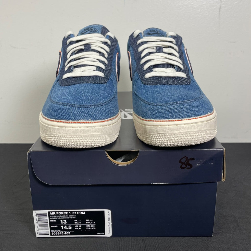 Nike Air Force 1 Low 3x1 Denim Stonewash 13 (Moderately Worn Pre-Owned)NikeStonewash Blue/Dark Obsidian-Summit White - Image 2