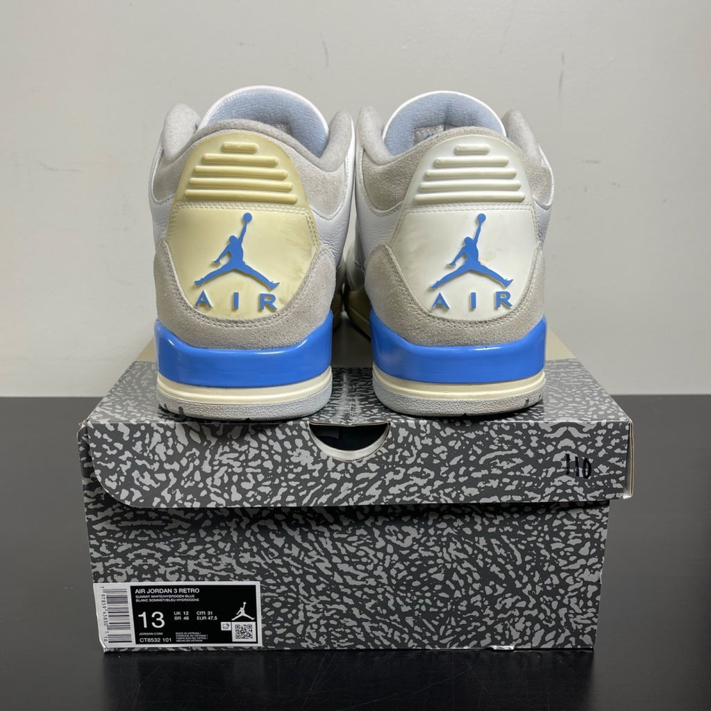 Jordan 3 Retro Lucky Shorts 13 (Moderately Worn Pre-Owned)JordanSummit White/Hydrogen Blue-Legend Blue-Photon Dust-Pure Platinum-Sail - Image 4