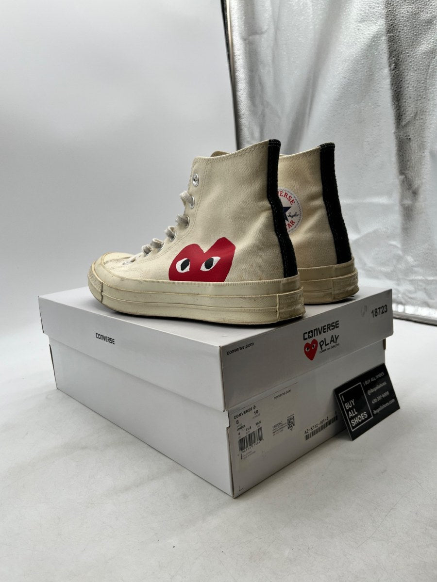 Converse Chuck Taylor All Star 70 Hi Comme des Garcons PLAY White 8 (Heavily Worn Pre-Owned) - Image 4