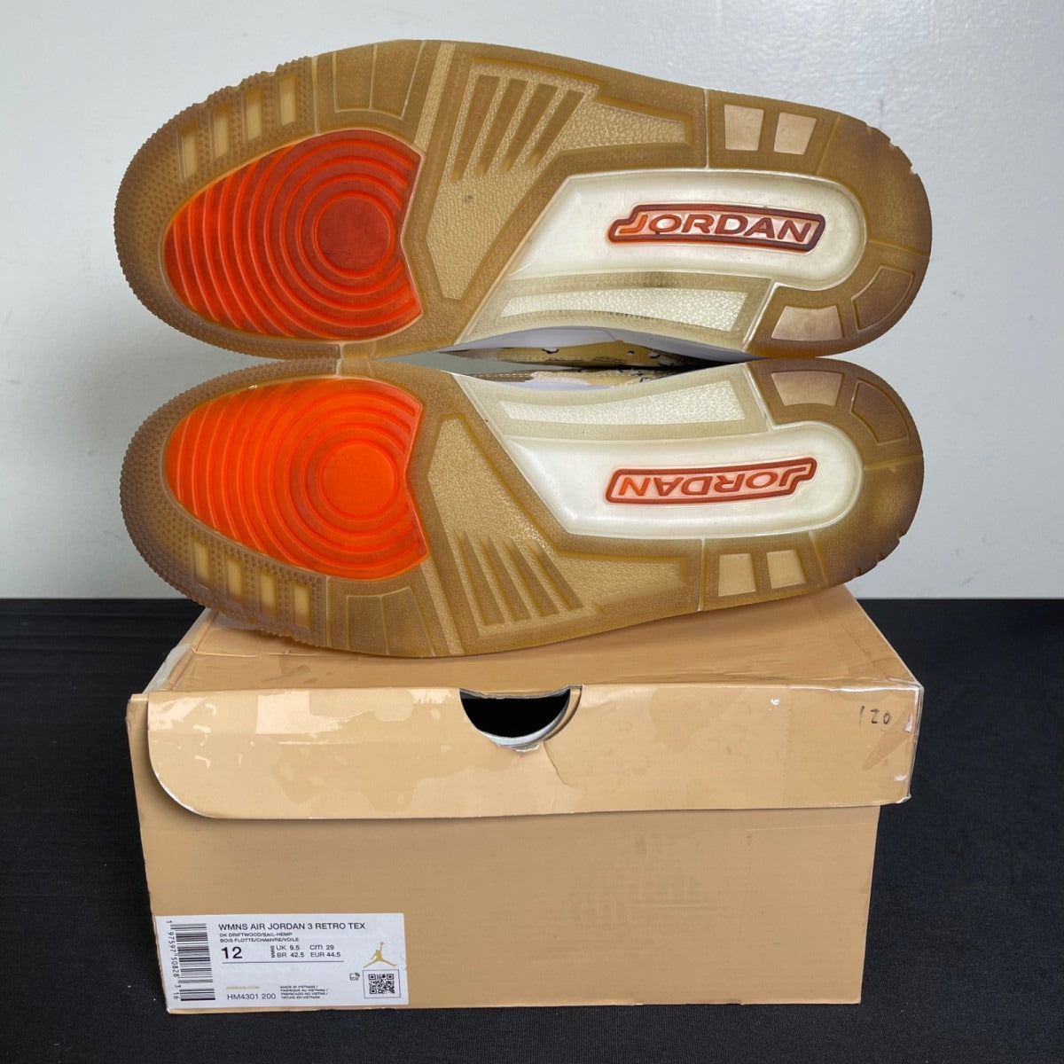 Jordan 3 Retro WNBA Desert Camo (Women's) 12W (Moderately Worn Pre-Owned)JordanDark Driftwood/Sail/Hemp/Velvet Brown/Brilliant Orange/White - Image 5