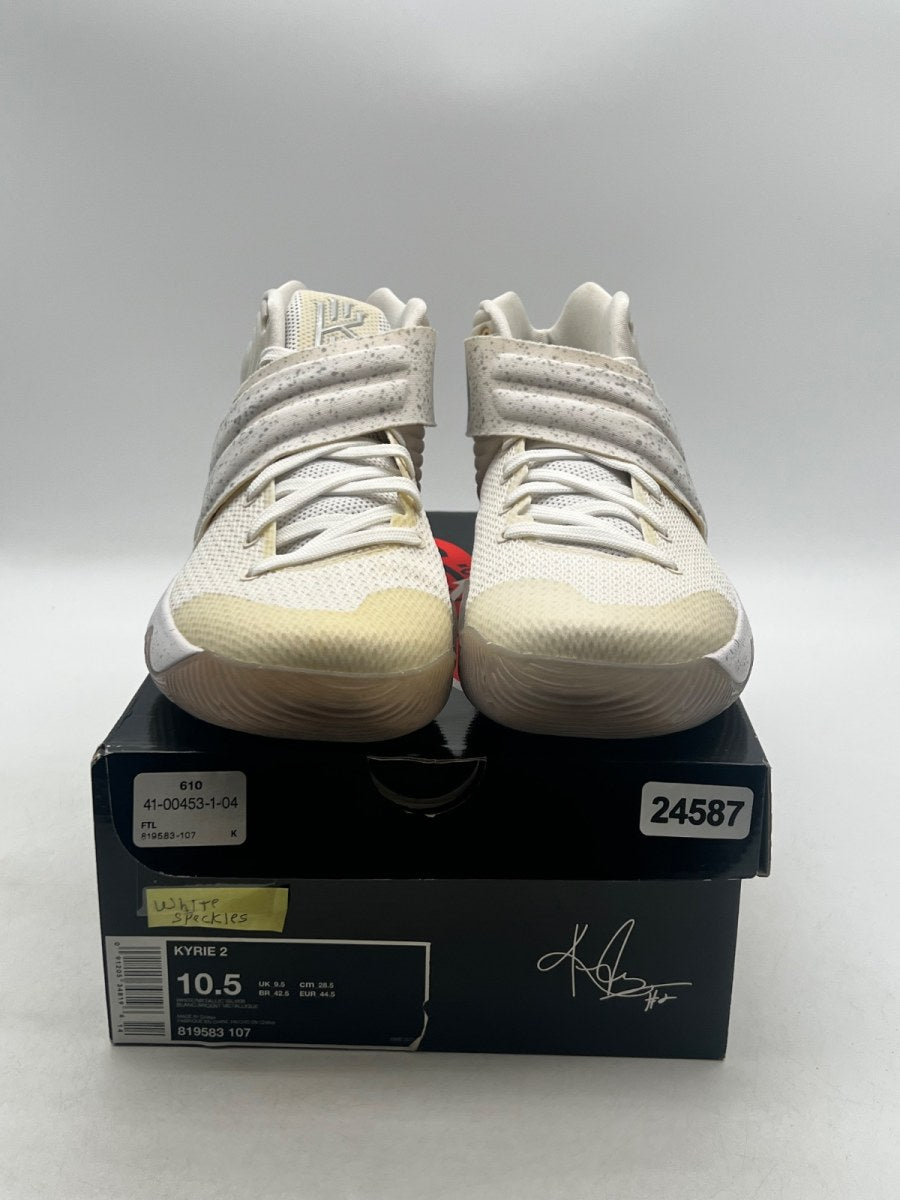 Nike Kyrie 2 Silver Speckle 10.5 (Lightly Worn Pre-Owned)NikeWhite/Metallic Silver-Tour Yellow - Image 2