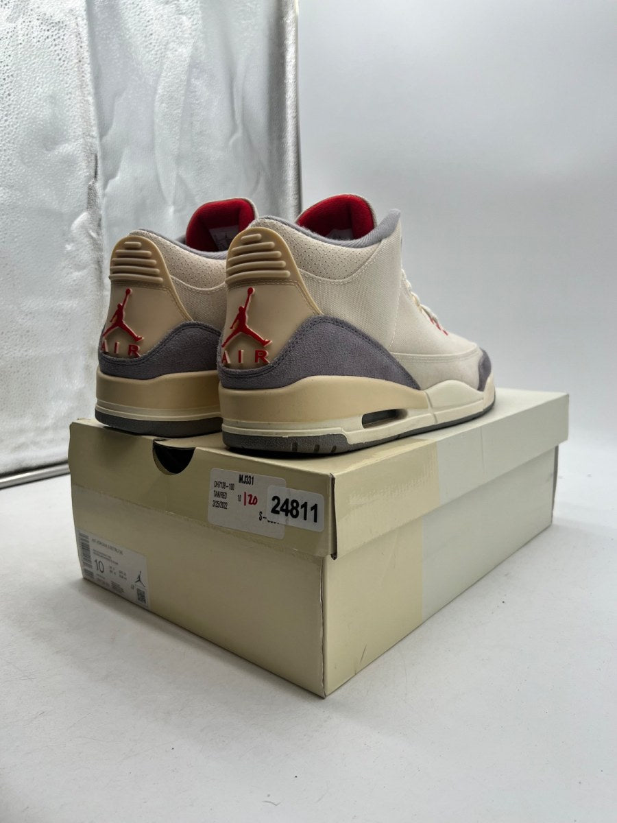 Jordan 3 Retro Muslin 10 (Lightly Worn Pre-Owned)JordanMuslin/University Red-Cement Grey-Sail - Image 3