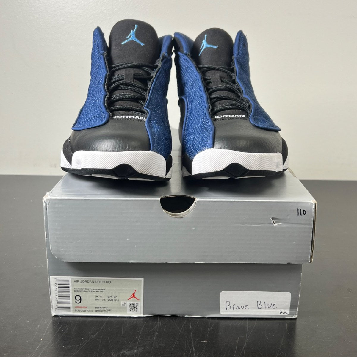 Jordan 13 Retro Brave Blue 9 (Lightly Worn Pre-Owned)JordanNavy/Black/White/University Blue - Image 2