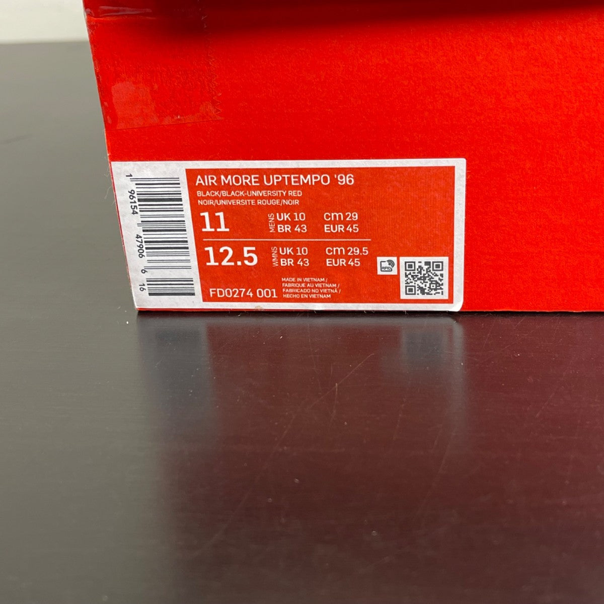 Nike Air More Uptempo 96 Red Toe 11 (Moderately Worn Pre-Owned)NikeBlack/Black-Red-White - Image 7