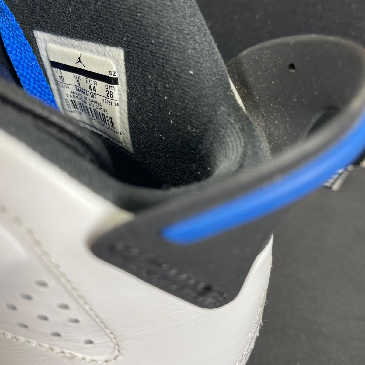 Jordan 6 Retro Sport Blue (2014) 10 (Moderately Worn Pre-Owned)JordanWhite/Sport Blue-Black - Image 6