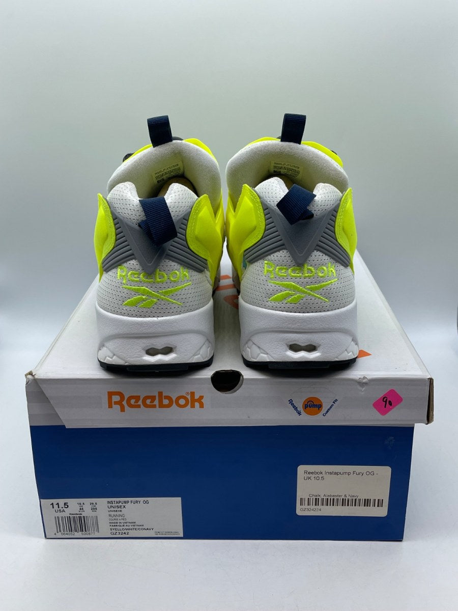 Reebok Instapump Fury OG Solar Yellow 11.5 (Moderately Worn Pre-Owned)ReebokSolar Yellow/White/Collegiate Navy - Image 3