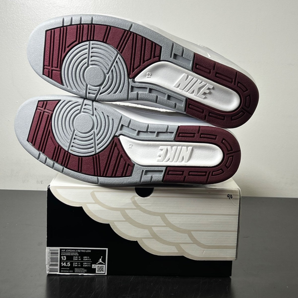 Jordan 2 Retro Low Cherrywood 13 (Lightly Worn Pre-Owned)JordanWhite/Cherrywood Red-Light Steel Grey - Image 6