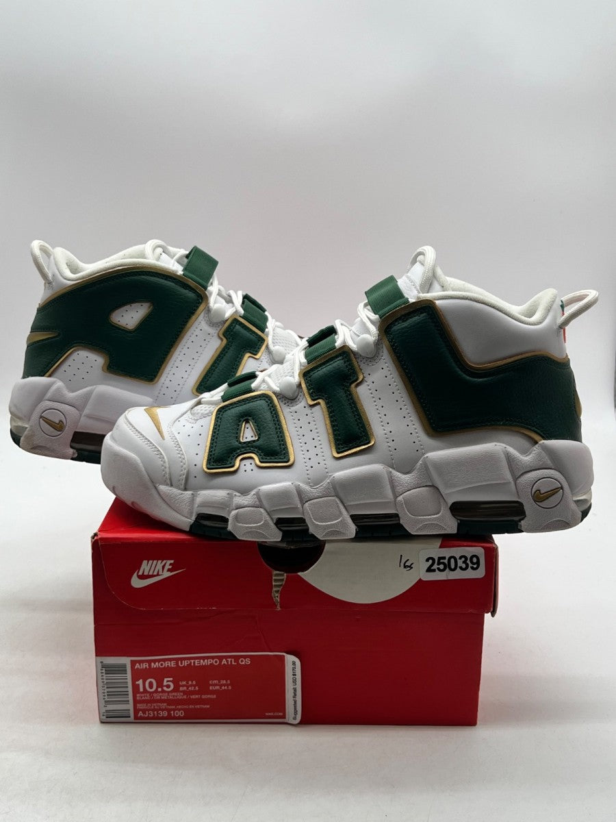 Nike Air More Uptempo Atlanta 10.5 (Lightly Worn Pre-Owned)NikeWhite/Gorge Green-Metallic Gold - Image 1