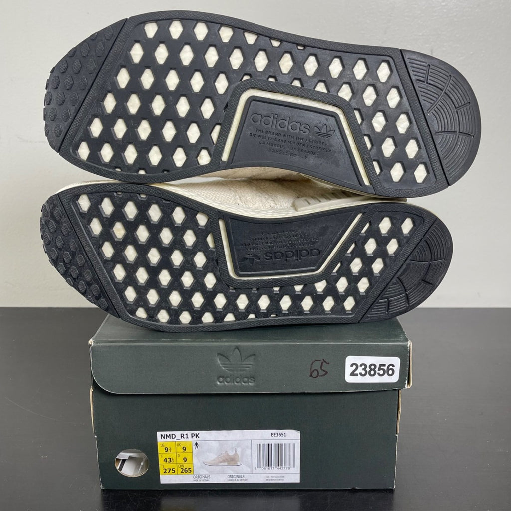 adidas NMD R1 Primeknit Chalk White 9.5 (Moderately Worn Pre-Owned)adidasChalk White/Chalk White/Raw White - Image 5