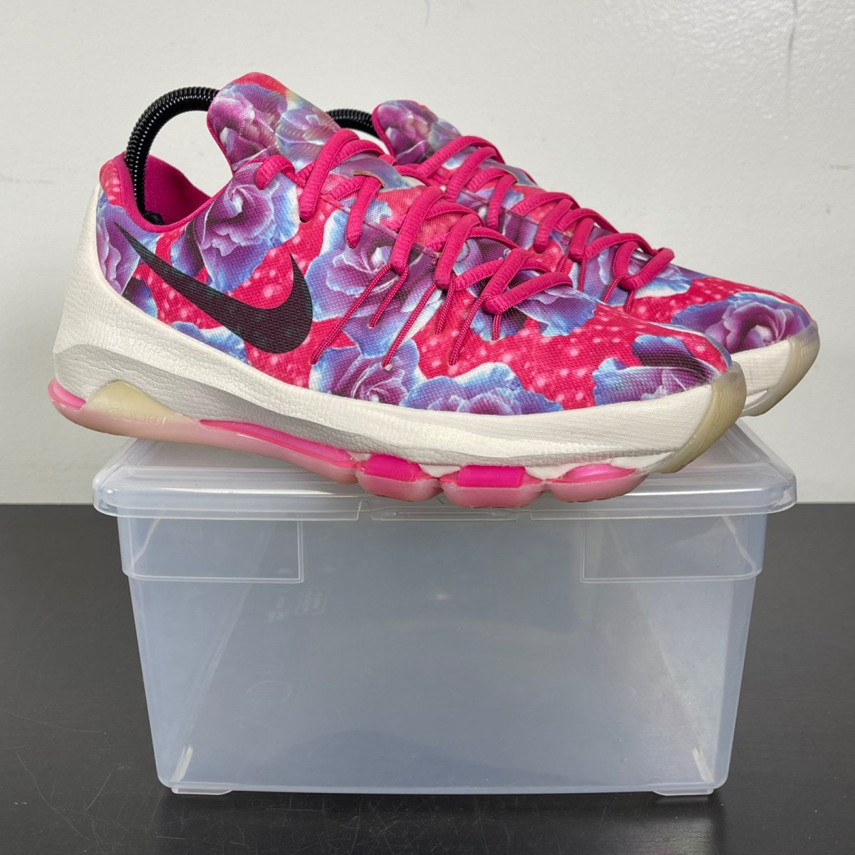 Nike KD 8 Aunt Pearl (GS) 7Y (Moderately Worn Pre-Owned)NikeVivid Pink/Hyper Turquoise/Pink Blast/Black - Image 1
