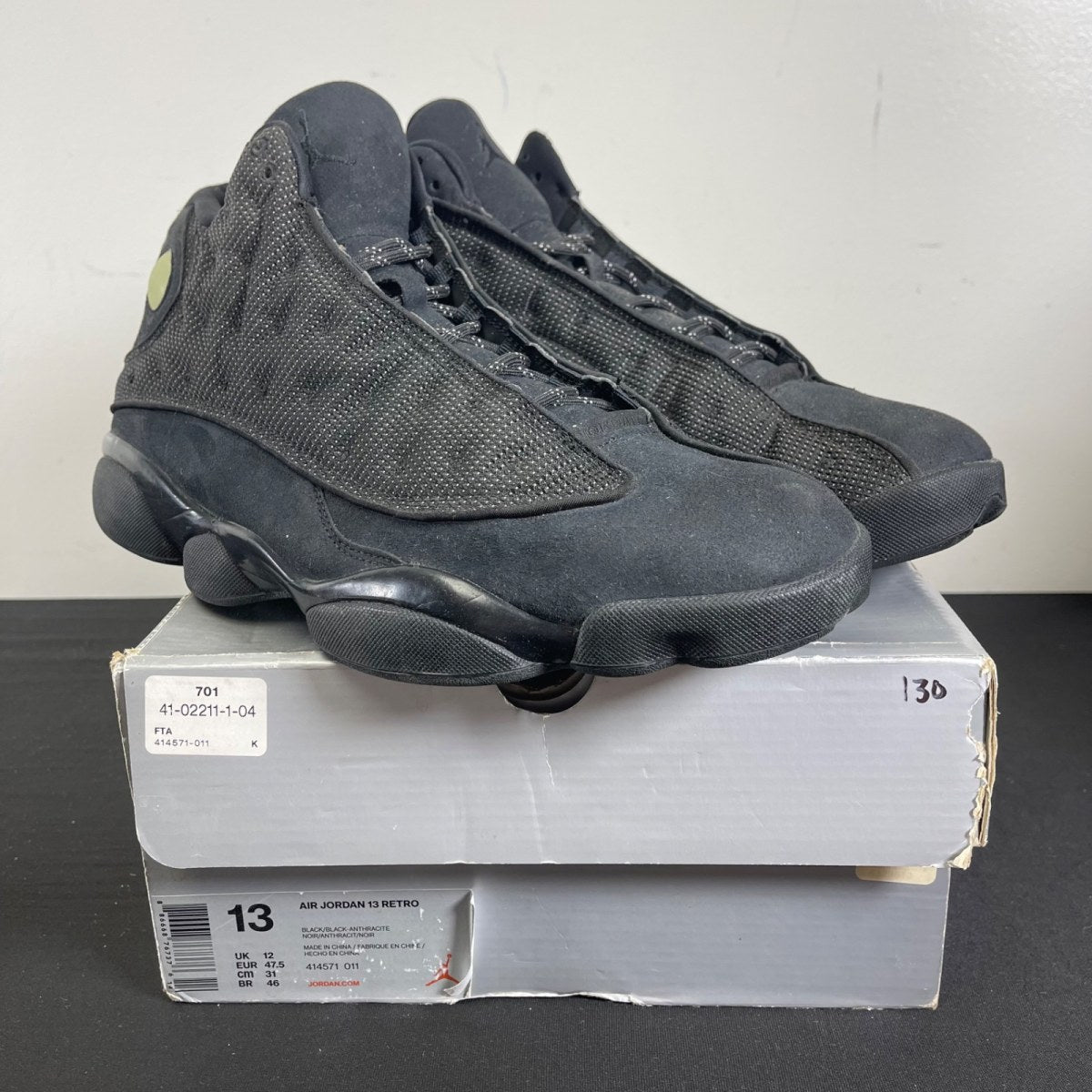 Jordan 13 Retro Black Cat 13 (Moderately Worn Pre-Owned)JordanBlack/Anthracite-Black - Image 1