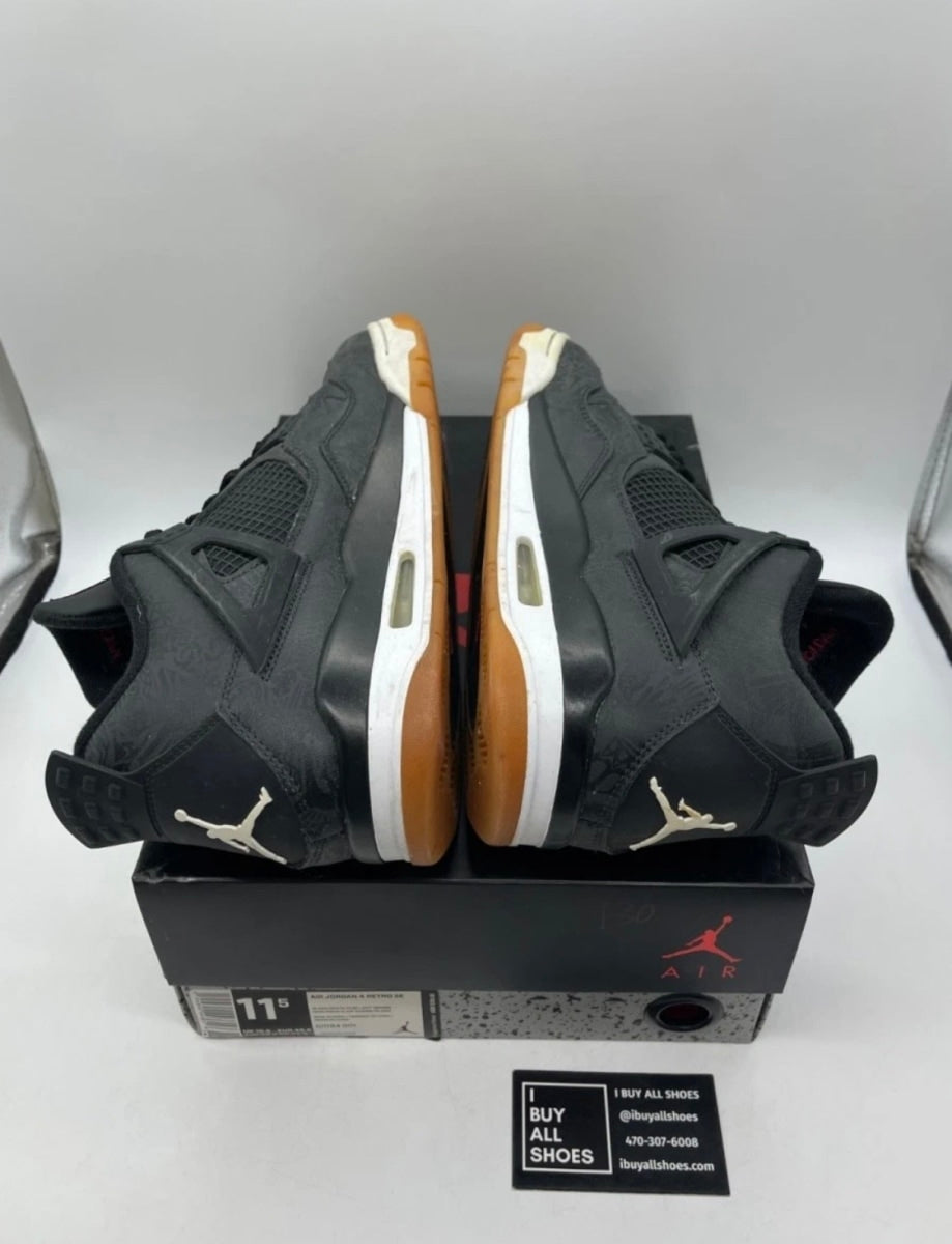 Jordan 4 Retro Laser Black Gum 11.5 (Heavily Worn Pre-Owned)JordanBlack/White-Gum Light Brown-University Red - Image 4