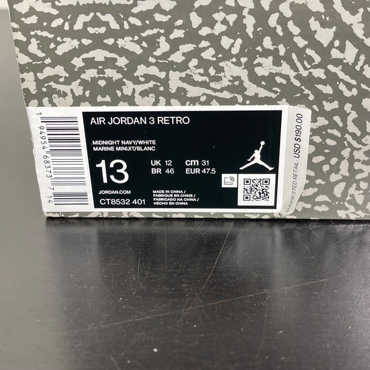 Jordan 3 Retro Georgetown (2021) 13 (Moderately Worn Pre-Owned)JordanMidnight Navy/Cement Grey-White - Image 7