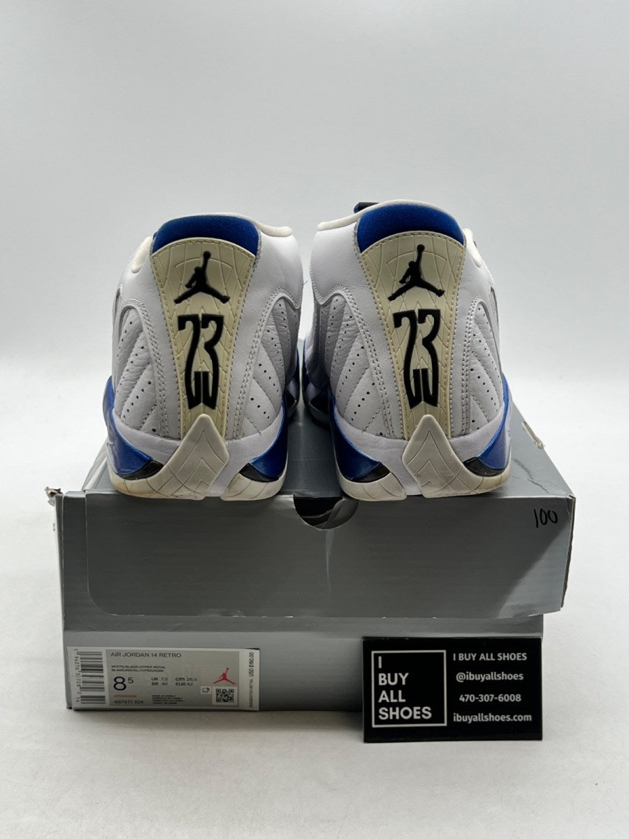 Jordan 14 Retro White Hyper Royal 8.5 (Moderately Worn Pre-Owned)
