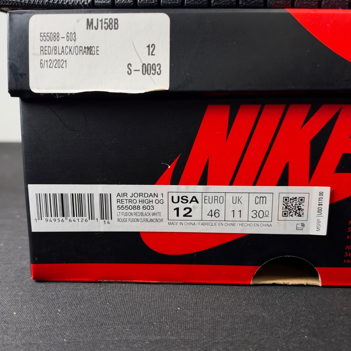 Jordan 1 Retro High OG Light Fusion Red (Size 12) - aux