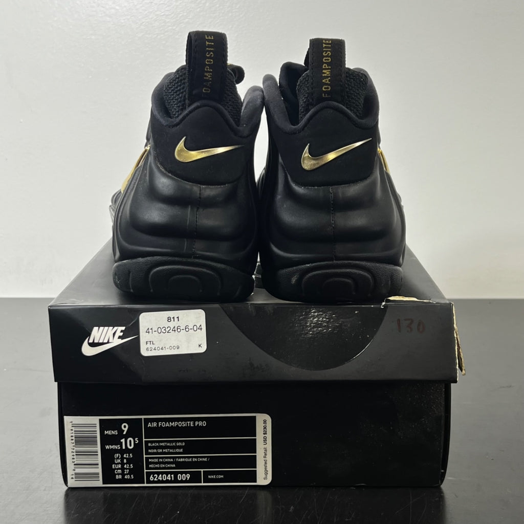 Nike Air Foamposite Pro Black Metallic Gold 9 (Lightly Worn Pre-Owned)NikeBlack/Metallic Gold-Black - Image 5