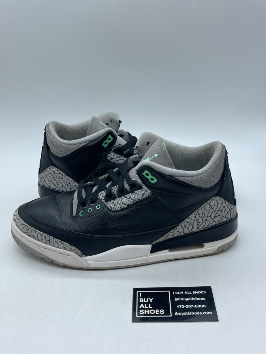 Jordan 3 Retro Green Glow 10 (Heavily Worn Pre-Owned) - Image 1