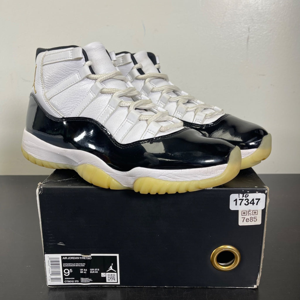 Jordan 11 Retro DMP Gratitude (2023) 9.5 (Moderately Worn Pre-Owned)JordanBlack/White/Metallic Gold - Image 1