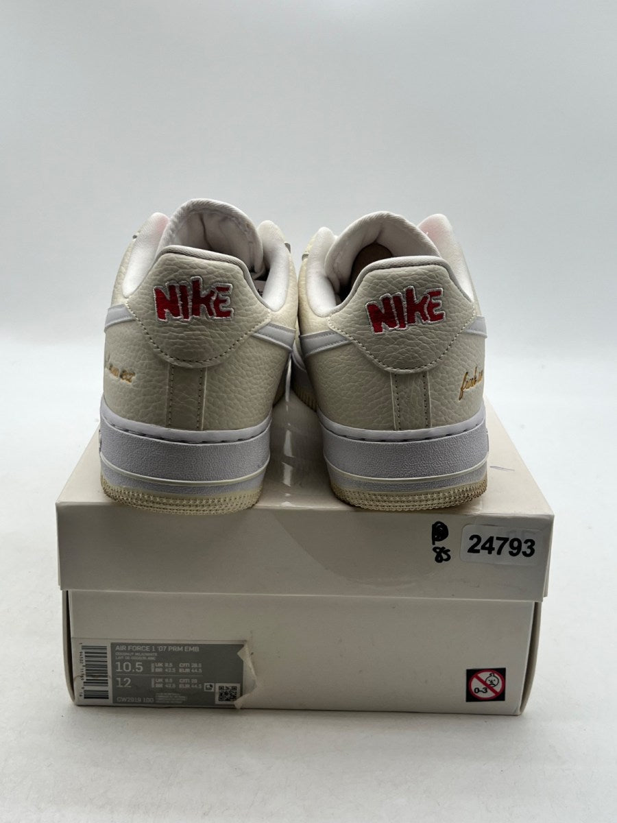 Nike Air Force 1 Low '07 Premium Popcorn 10.5 (Lightly Worn Pre-Owned)NikeCoconut Milk/White-University Red - Image 3