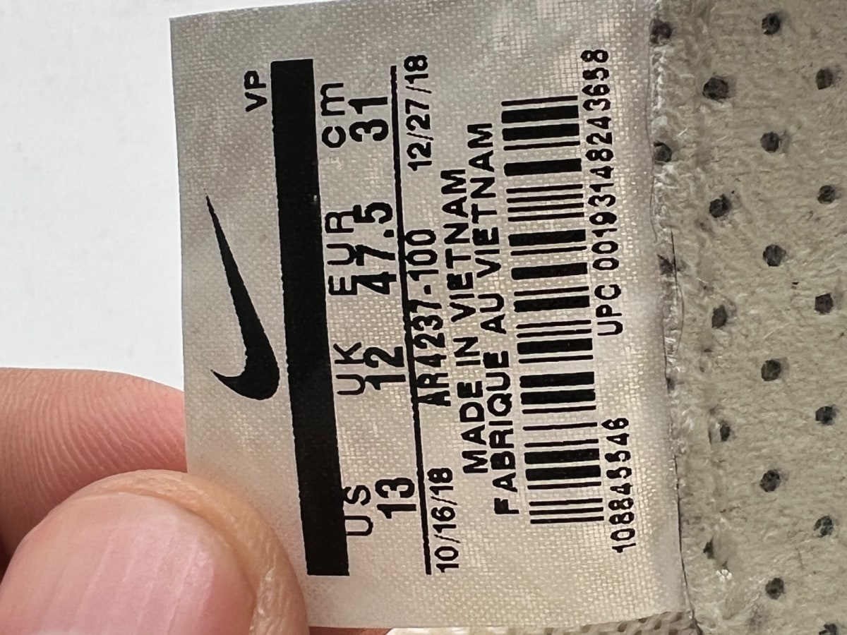 Nike Air Fear Of God 1 Sail Black 13 (Lightly Worn Pre-Owned) - Image 7