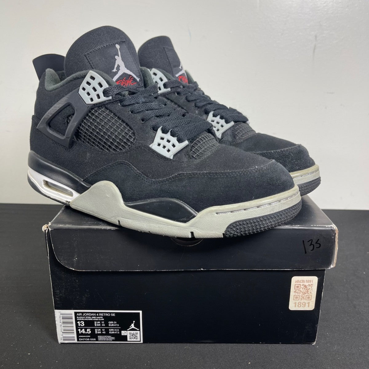 Jordan 4 Retro SE Black Canvas (Size 13) - Image 1