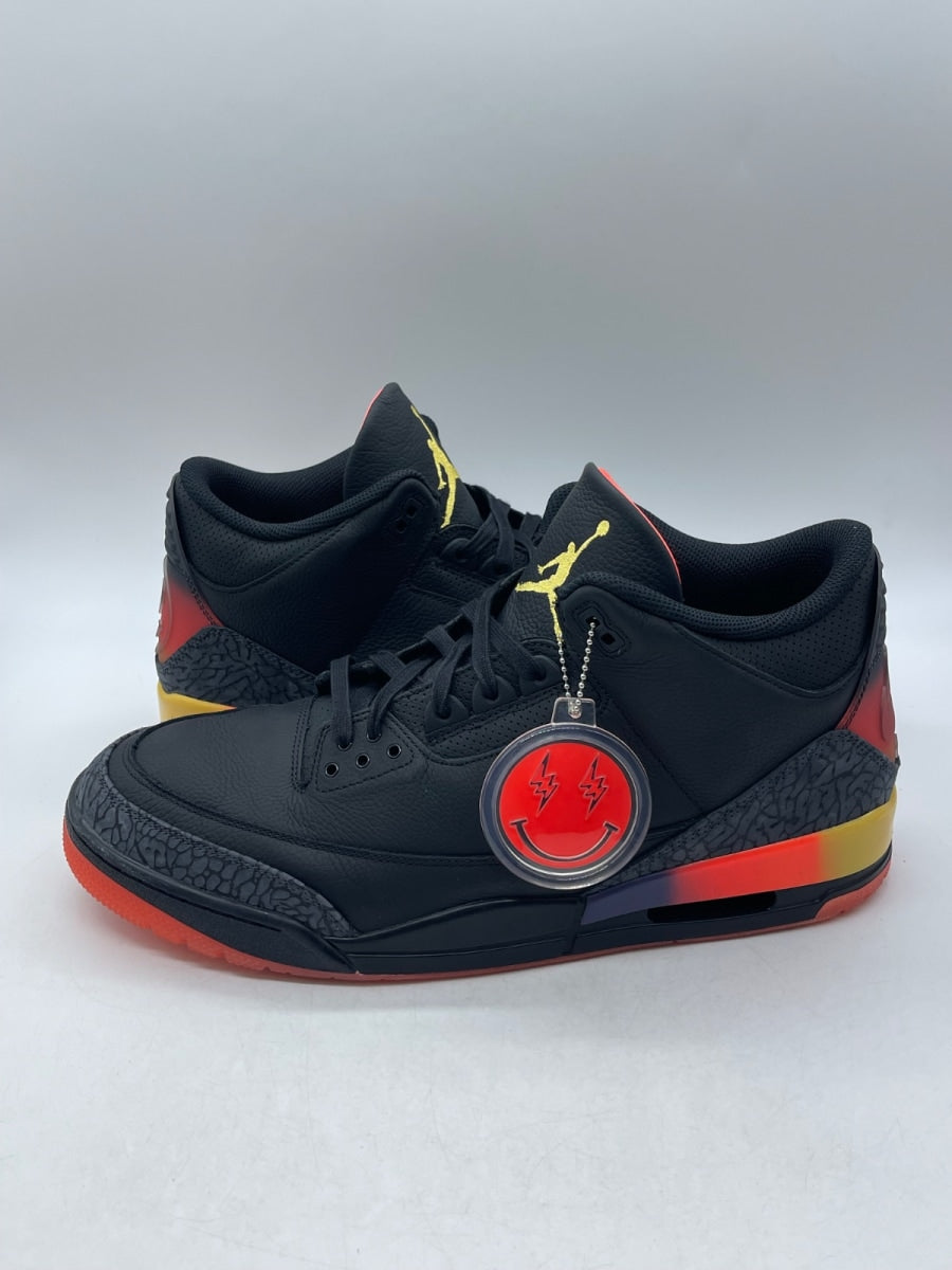 Jordan 3 Retro J Balvin Rio 15 (Moderately Worn Pre-Owned)JordanBlack/Solar Flare/Total Crimson Abyss - Image 1