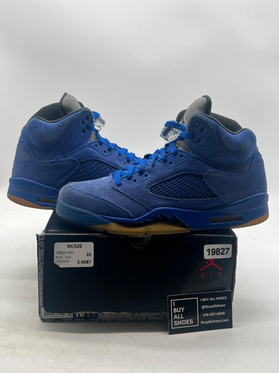 Jordan 5 Retro Blue Suede 10 (Heavily Worn Pre-Owned) - Image 1