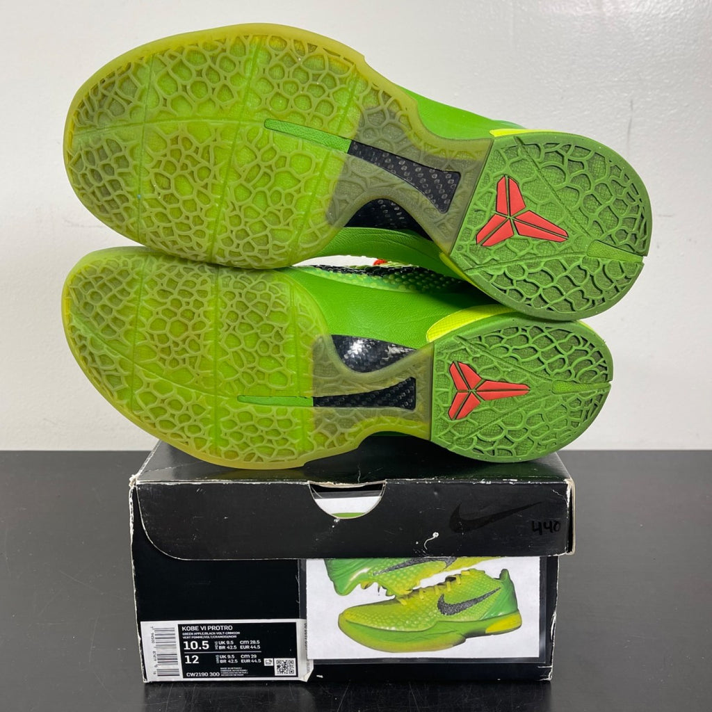 Nike Kobe 6 Protro Grinch (2020) 10.5 (Moderately Worn Pre-Owned)NikeGreen Apple/Volt-Crimson-Black - Image 5