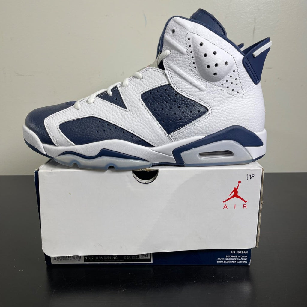 Jordan 6 Retro Olympic (2024) 10.5 (Moderately Worn Pre-Owned)JordanWhite/Varsity Red/Midnight Navy - Image 3