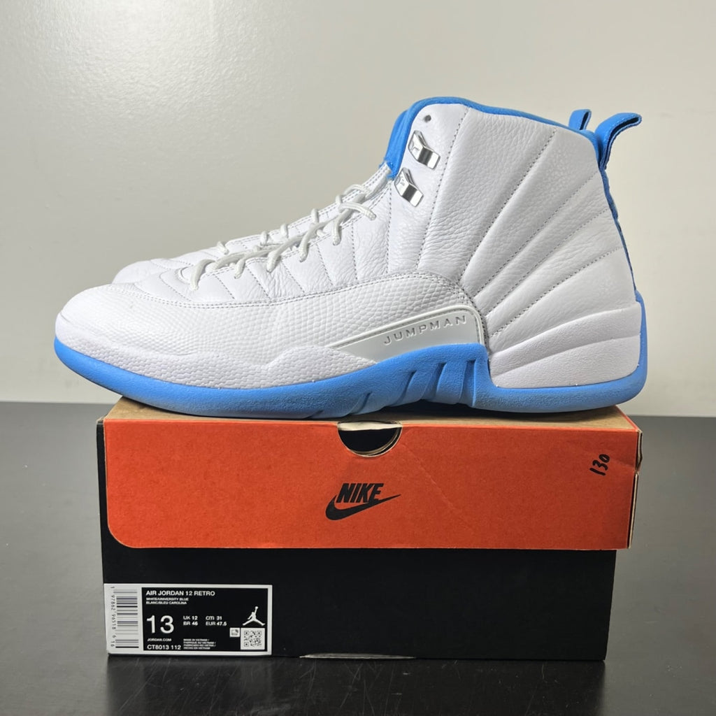 Jordan 12 Retro Melo (2025) 13 (Lightly Worn Pre-Owned)JordanWhite/University Blue/Metallic Silver - Image 3