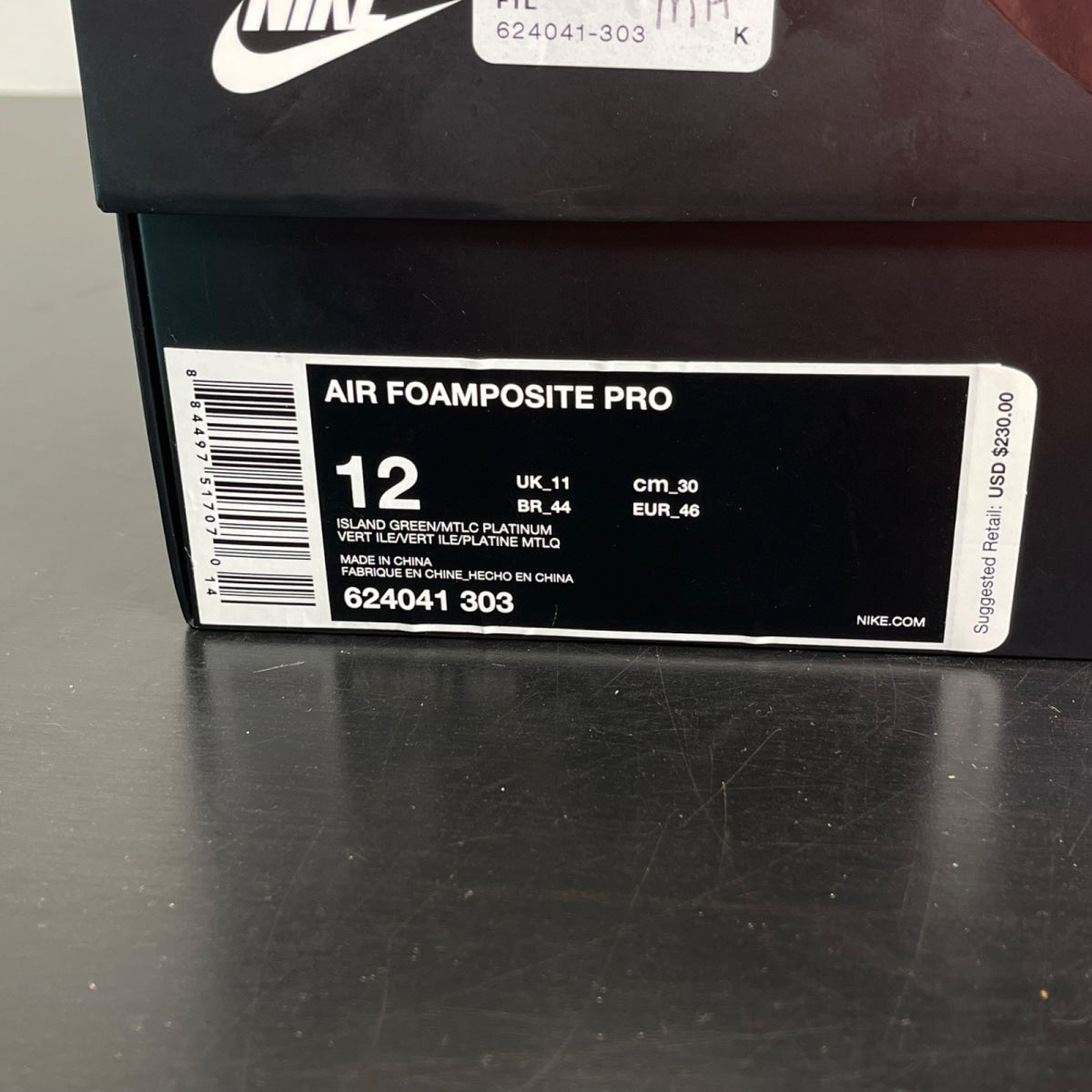 Air Nike Foamposite Pro Island Green 12 (Moderately Worn Pre-Owned)NikeIsland Green/Metallic Platinum-Island Green - Image 7