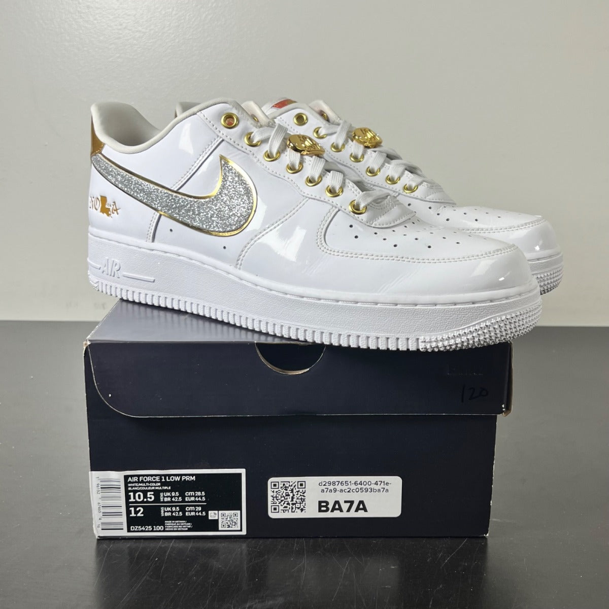 Nike Air Force 1 Low NOLA 10.5 (Lightly Worn Pre-Owned)NikeWhite/Multi-Color-Metallic Gold-University Red - Image 1