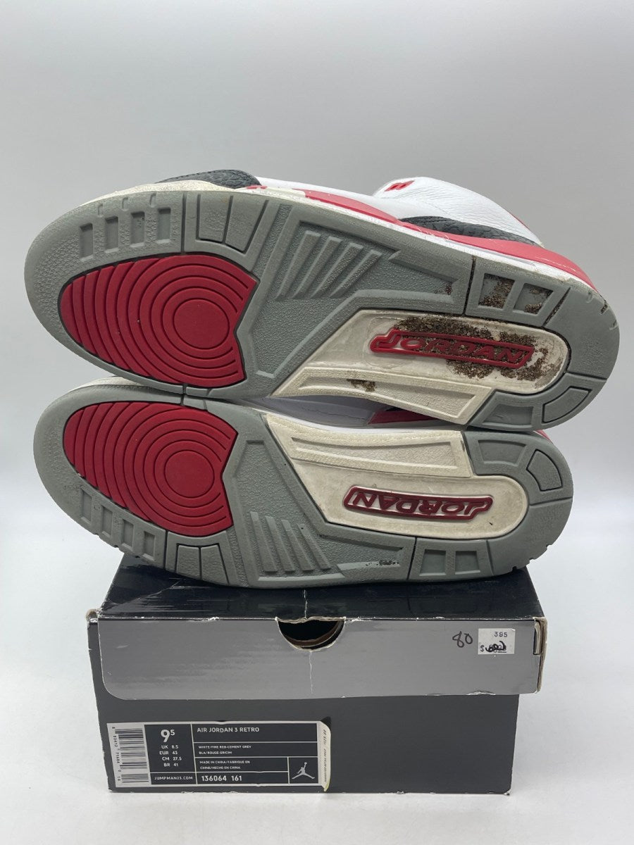 Jordan 3 Retro Fire Red (2007) 9.5 (Moderately Worn Pre-Owned)JordanWhite/Fire Red-Cement Grey - Image 7