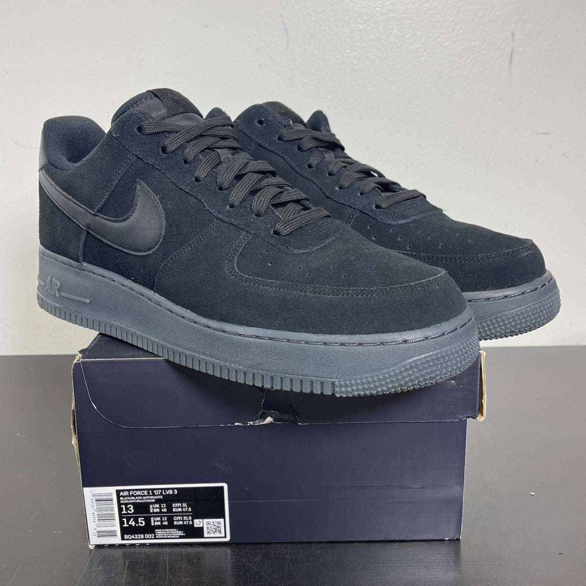 Nike Air Force 1 Low Black Anthracite 13 (Moderately Worn Pre-Owned)NikeBlack/Black-Anthracite - Image 1