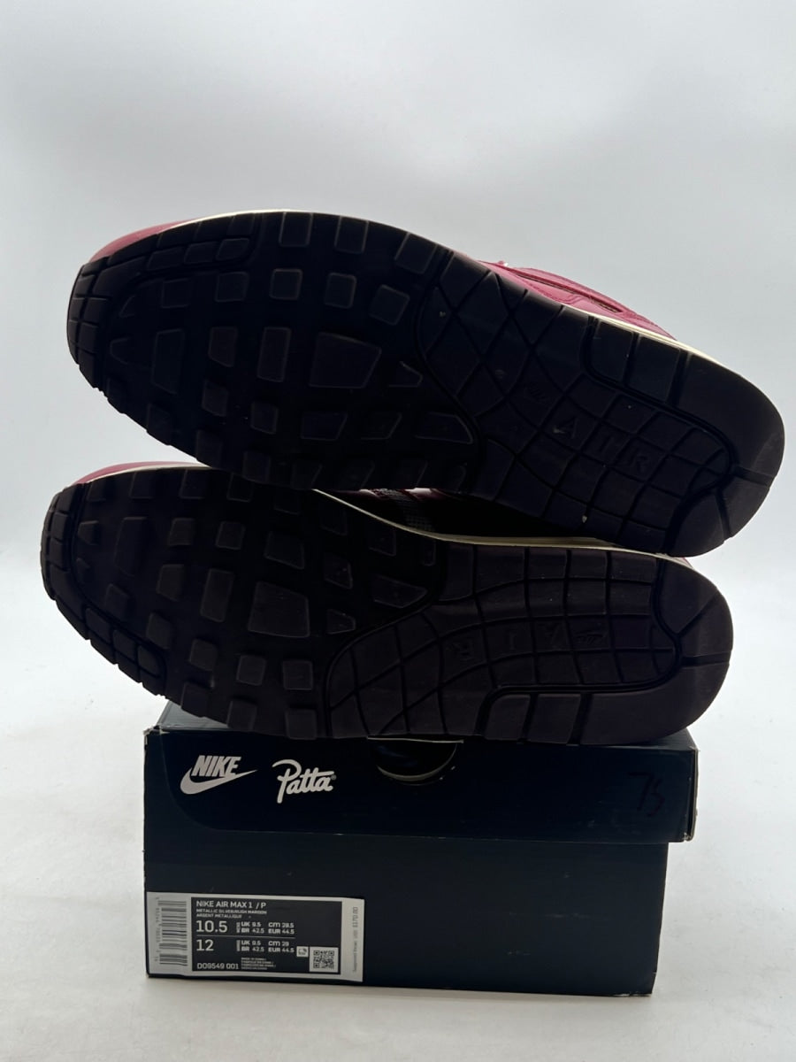 Nike Air Max 1 Patta Waves Rush Maroon (with Bracelet) 10.5 (Lightly Worn Pre-Owned)NikeMetallic Silver/Rush Maroon - Image 8