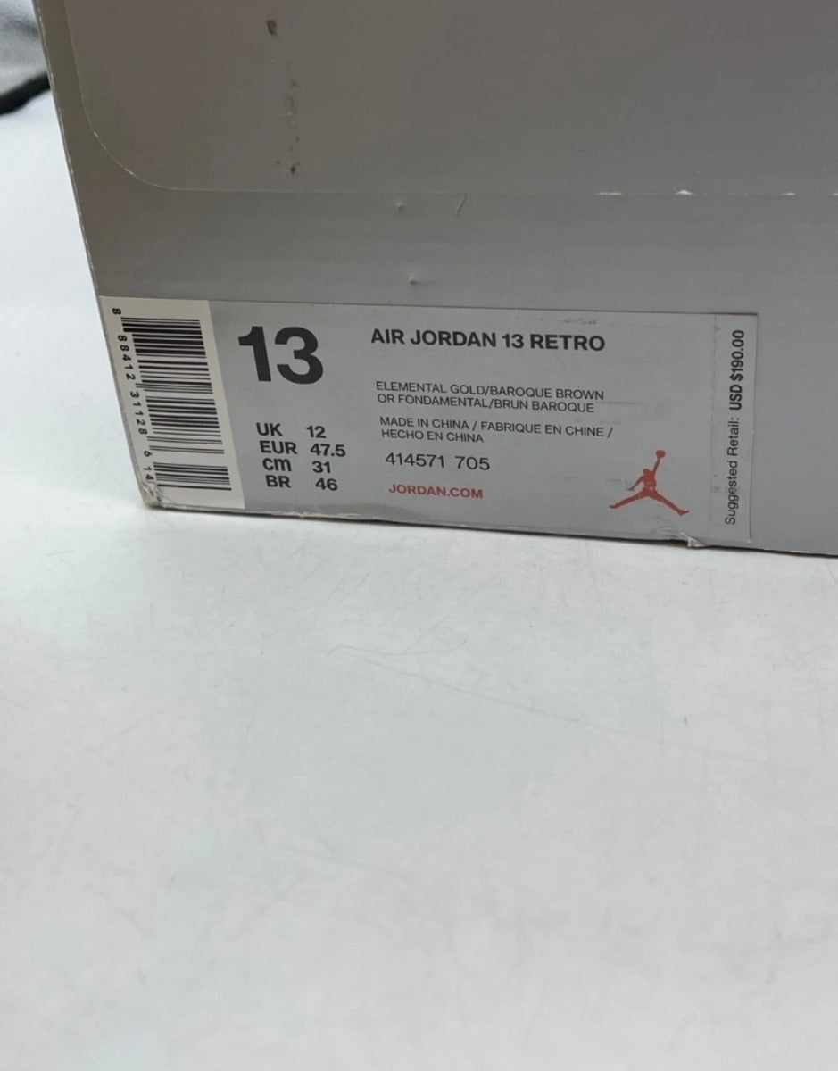 Jordan 13 Retro Wheat 13 (Lightly Worn Pre-Owned)JordanElemental Gold/Baroque Brown-Gum Yellow - Image 9