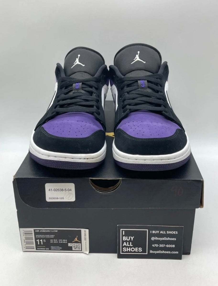 Jordan 1 Low Court Purple 11.5 (Lightly Worn Pre-Owned)JordanWhite/Black-Court Purple - Image 2