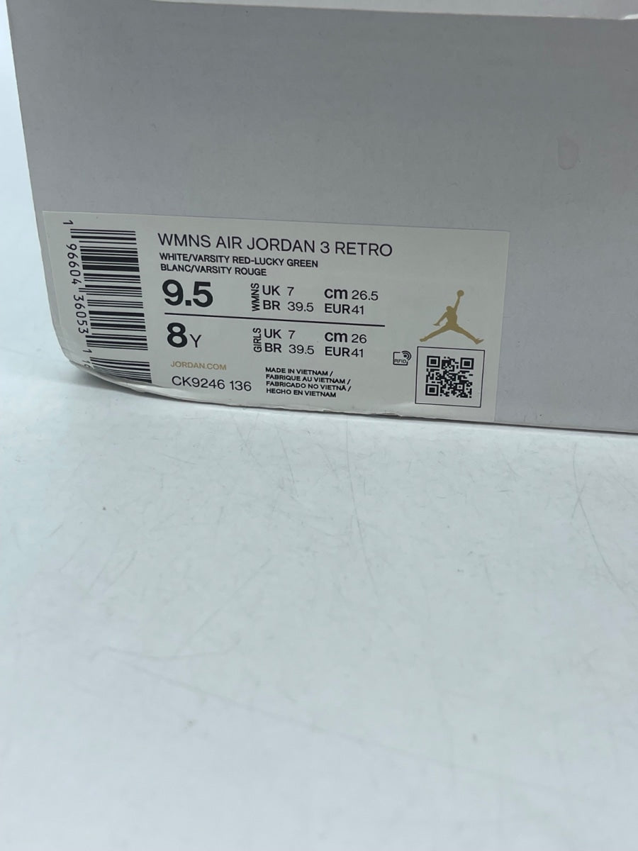 Jordan 3 Retro Lucky Green (Women's) 9.5W (Moderately Worn Pre-Owned)JordanWhite/Lucky Green/Varsity Red/Cement Grey/Sail - Image 9
