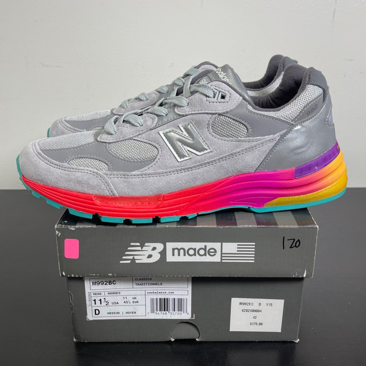 New Balance 992 MiUSA Grey Multi (Size 11.5) Moderately Worn - Image 4