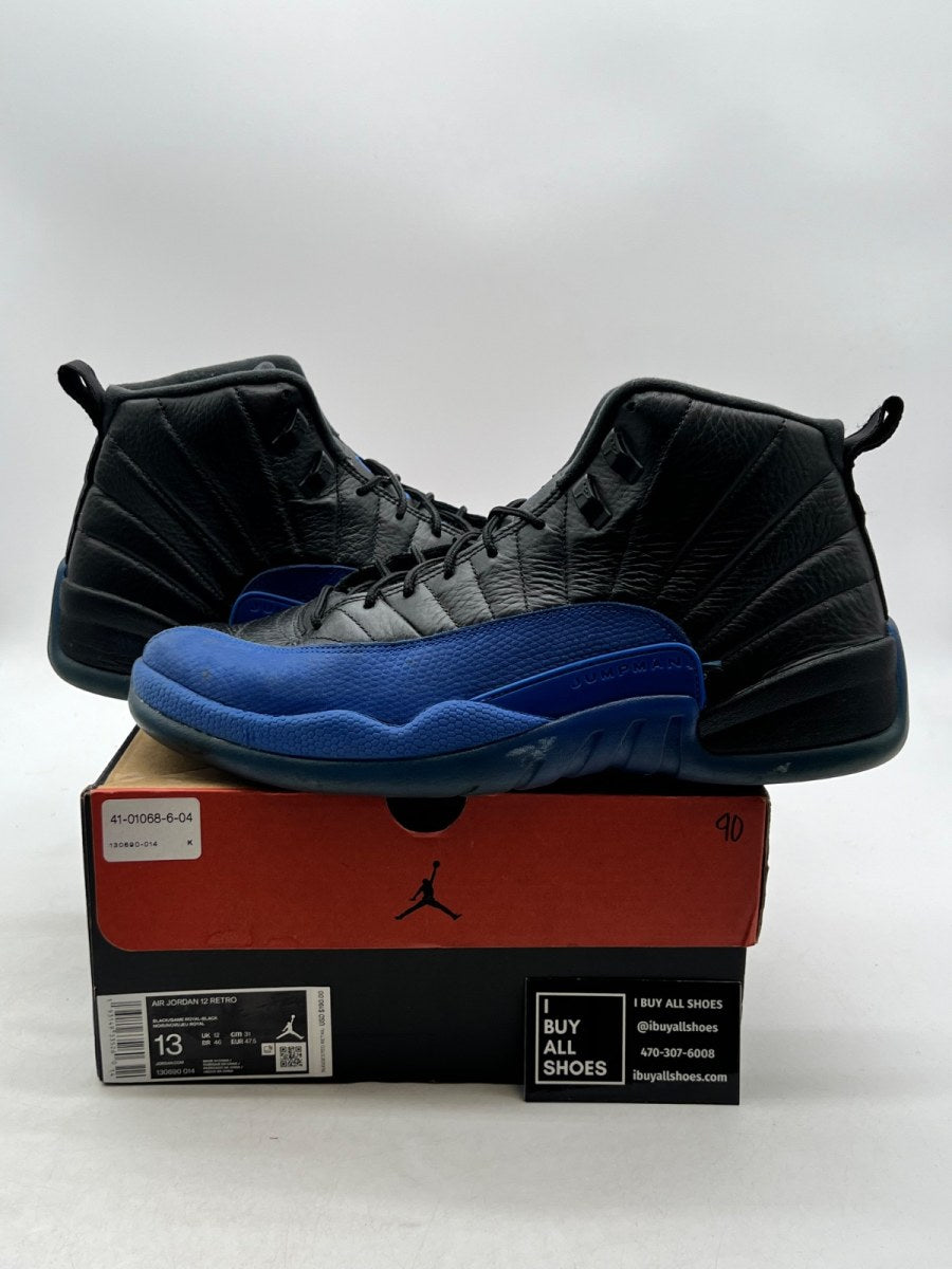 Jordan 12 Retro Black Game Royal 13 (Heavily Worn Pre-Owned) - Image 1