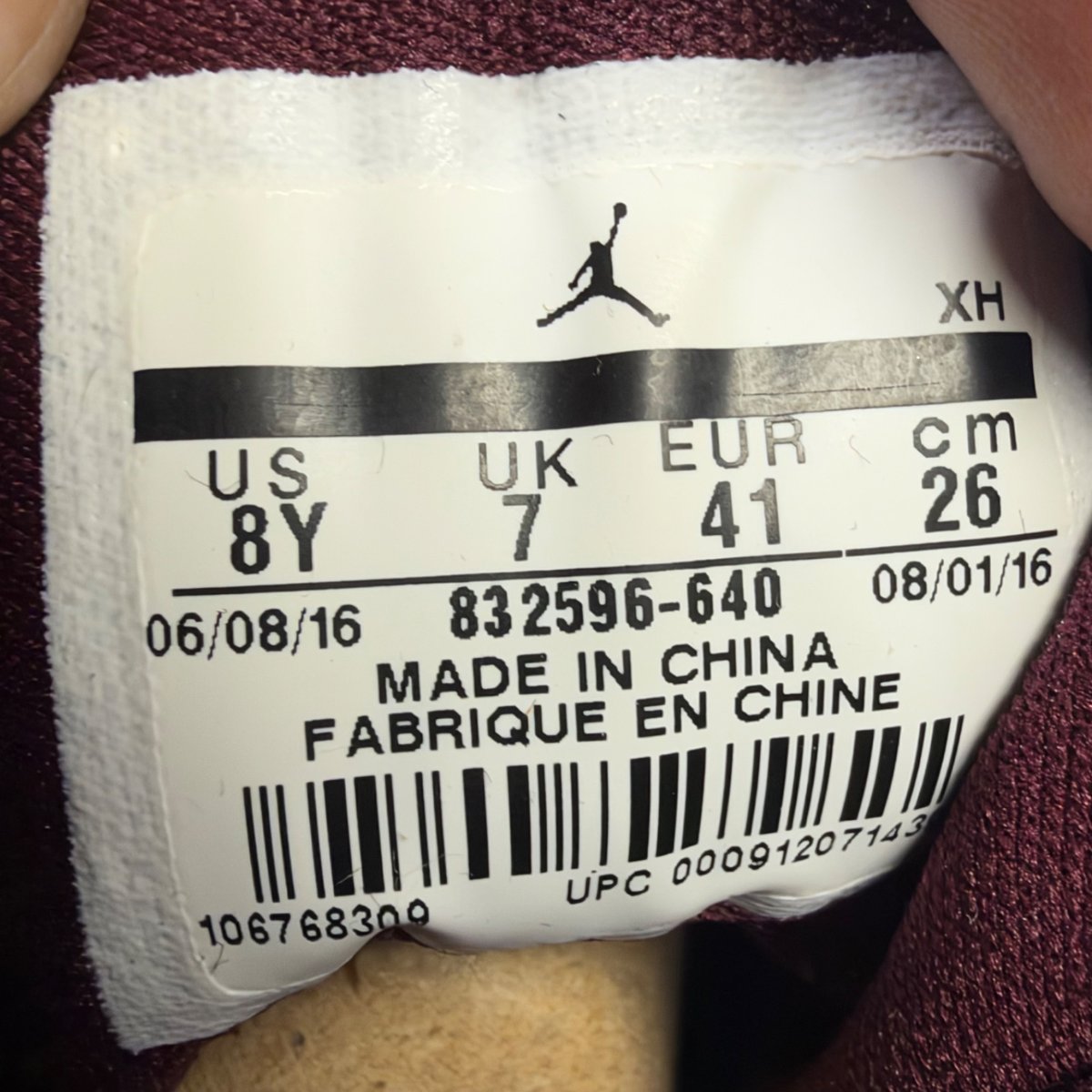 Jordan 1 Retro Heiress Night Maroon (GS) (Size 8Y) - aux