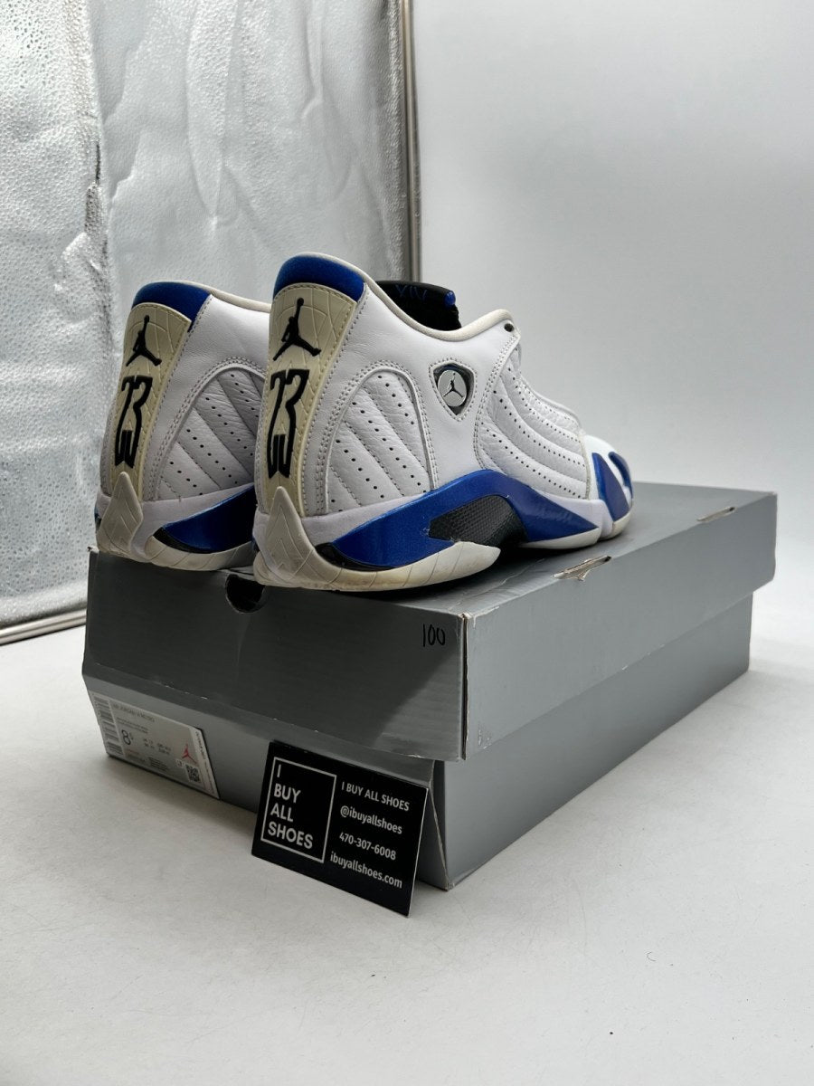 Jordan 14 Retro White Hyper Royal 8.5 (Moderately Worn Pre-Owned)