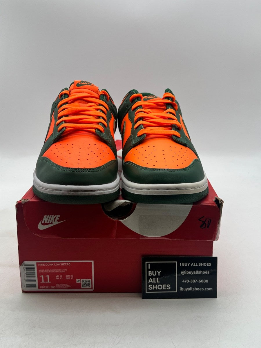 Nike Dunk Low Retro Miami Hurricanes 11 (Lightly Worn Pre-Owned) - Image 2