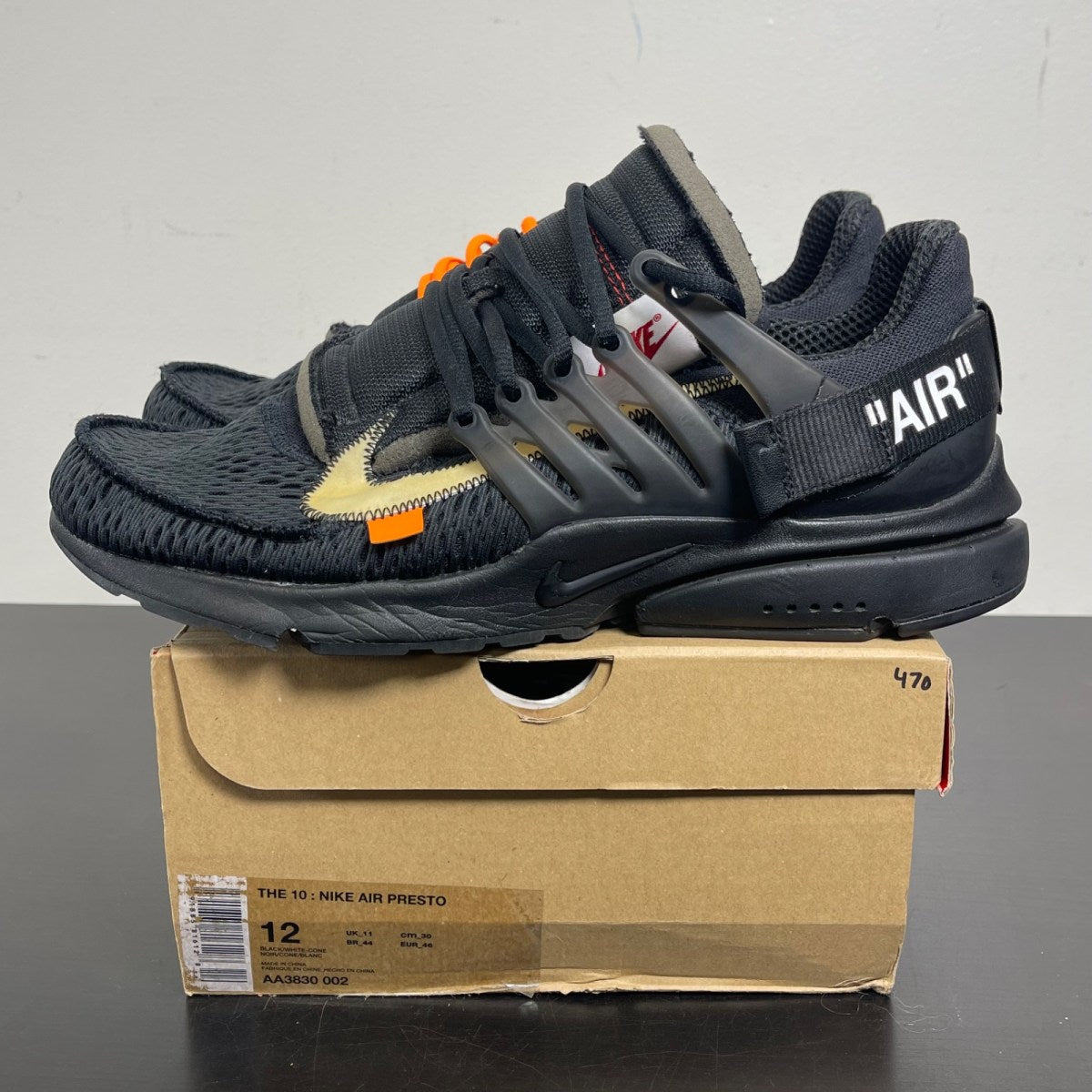 Nike Air Presto Off-White Black (2018) 12 (Moderately Worn Pre-Owned)NikeBlack/White-Cone - Image 3