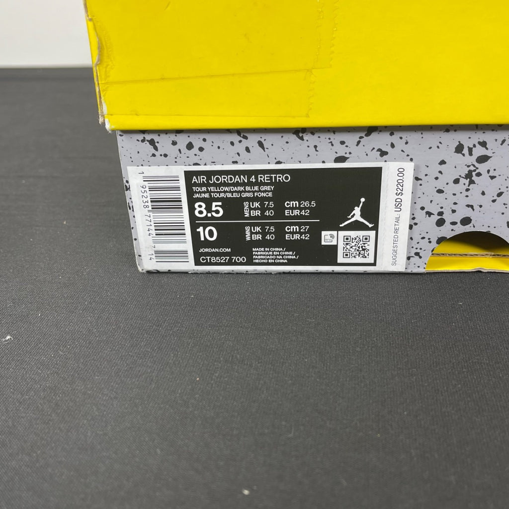 Jordan 4 Retro Lightning (2021) 8.5 (Moderately Worn Pre-Owned)JordanTour Yellow/White-Dark Blue Grey - Image 7