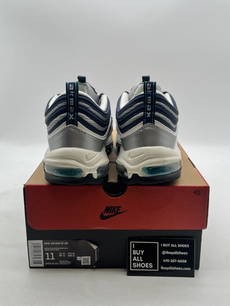 Nike Air Max 97 Metallic Silver Chlorine Blue 11 (Lightly Worn Pre-Owned) - Image 3