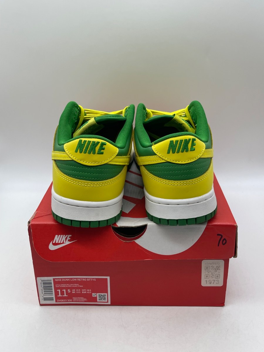 Nike Dunk Low Retro Reverse Brazil 11.5 (Moderately Worn Pre-Owned)NikeApple Green/Yellow Strike-White - Image 3