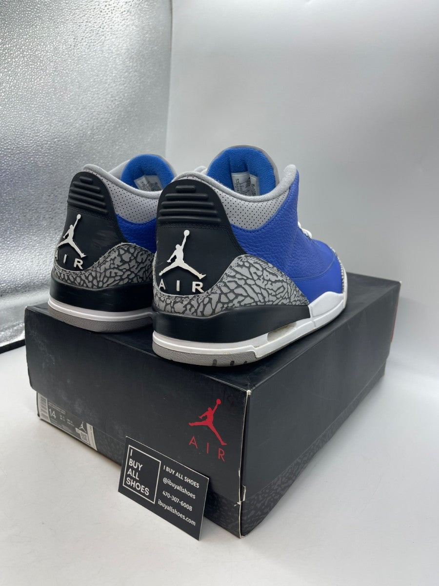 Jordan 3 Retro Varsity Royal Cement 14 (Moderately Worn Pre-Owned) - Image 5